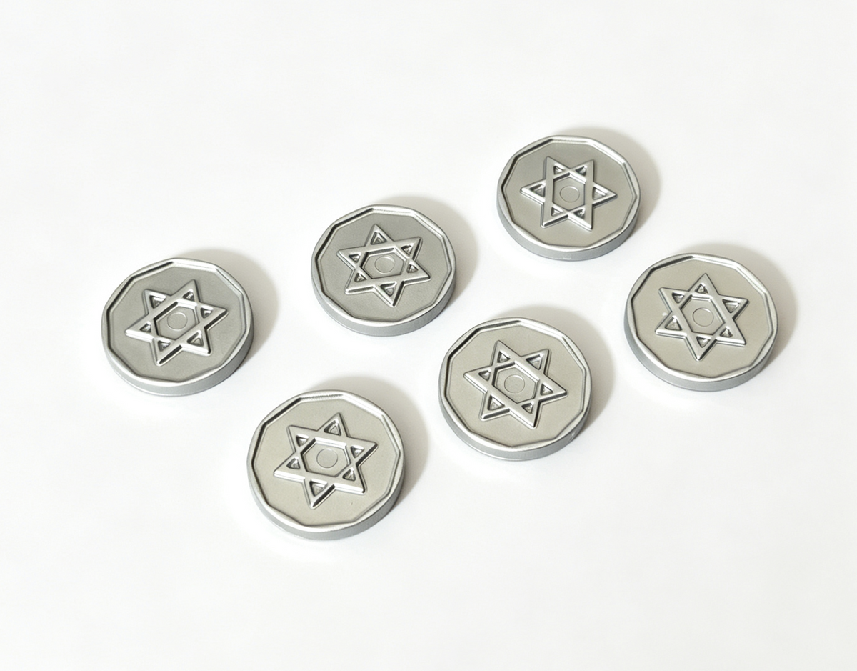 6 Silver Coins FOR 18'' Doll Hanukkah Gift set