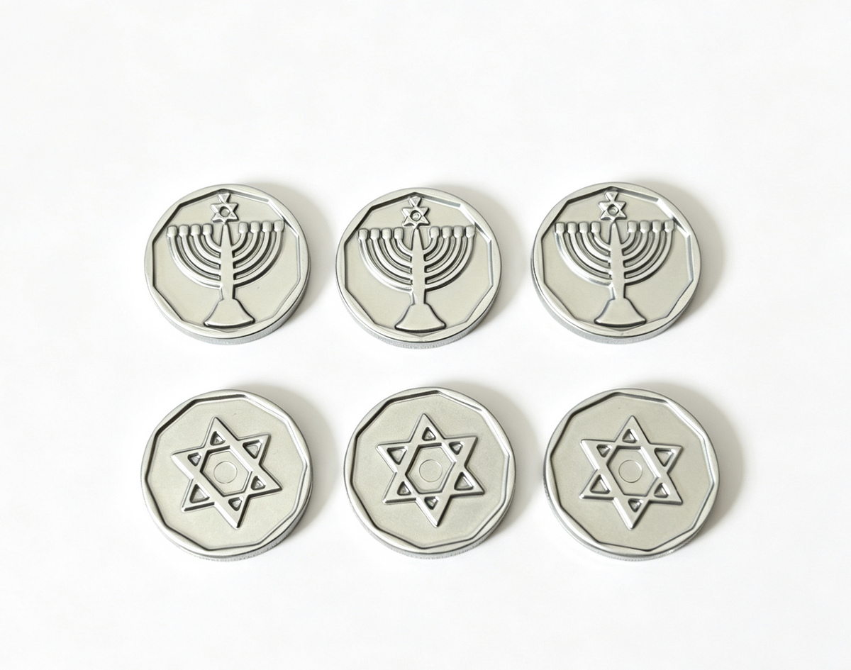 6 Silver Coins FOR 18'' Doll Hanukkah Gift set
