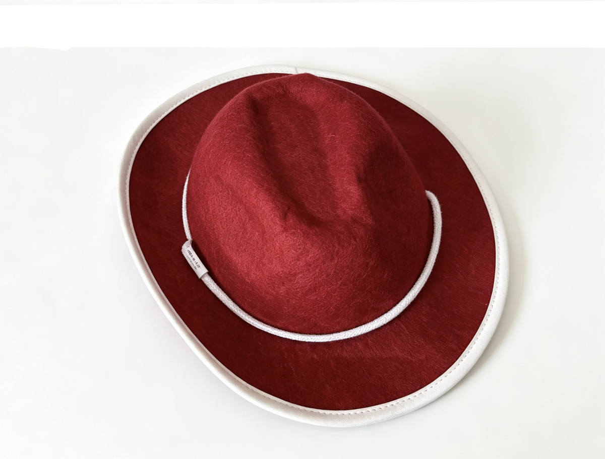 Burgundy Felt Wide Brim Hat FOR 18'' DOLL