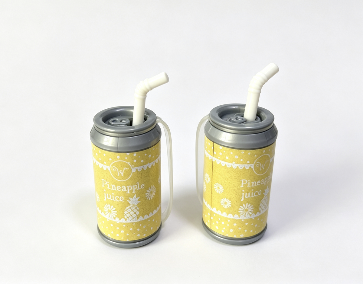 2pcs Pineapple Juice Can With Straw FOR 14.5'' DOLL Carnival Snack Tray