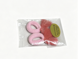 Pair Of Pink Plush Hair Ties With Burgundy Mesh Bow FOR 18'' DOLL