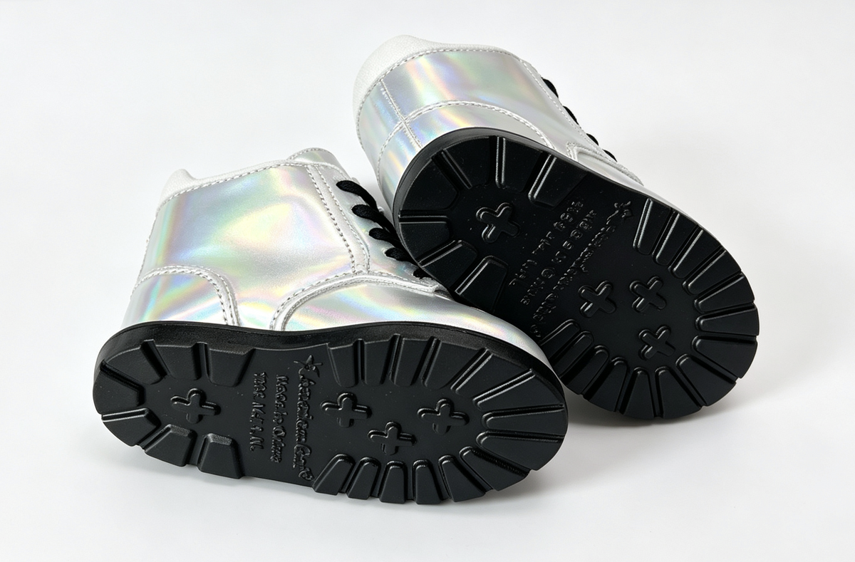 Silver Iridescent Rainbow Boots for 18'' doll Luciana Corinne Shoelaces shoes
