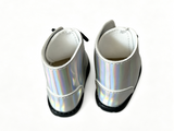 Silver Iridescent Rainbow Boots for 18'' doll Luciana Corinne Shoelaces shoes