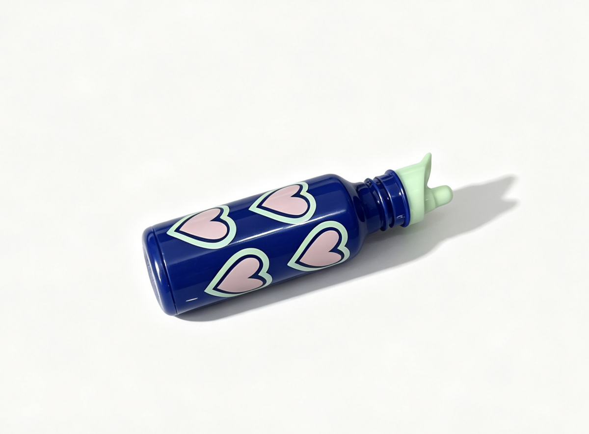 Blue Water Bottle With Heart Graphics For 18'' Doll Write On Desk Set