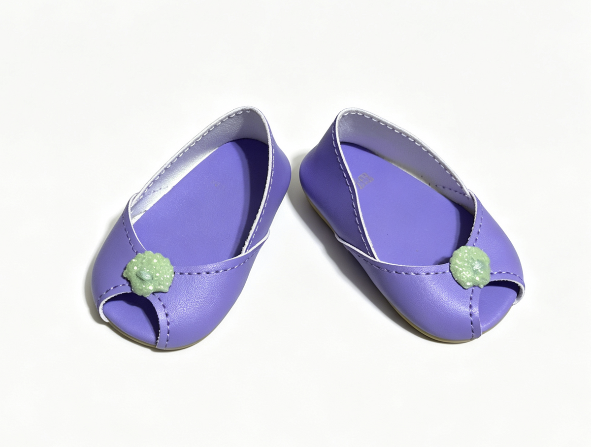 A pair of purple open-toe kitten heels for 18'' doll Princess Ariel