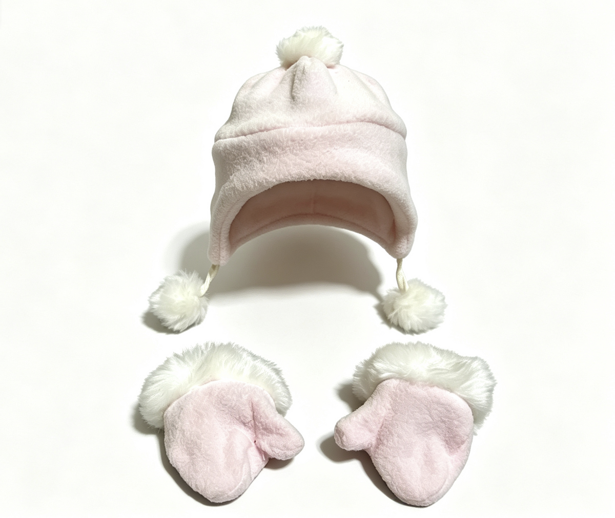 Pink Pom Pom Trapper Hat & Mitten Set FOR 18'' DOLL