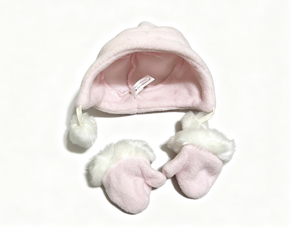 Pink Pom Pom Trapper Hat & Mitten Set FOR 18'' DOLL
