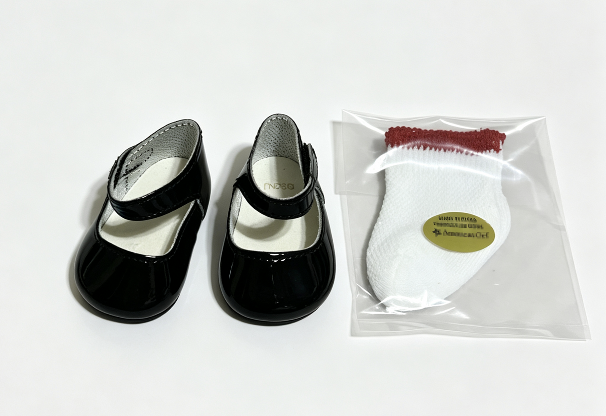 Shiny Black Mary Janes & Socks Set FOR 18'' DOLL Molly Birthday Outfit