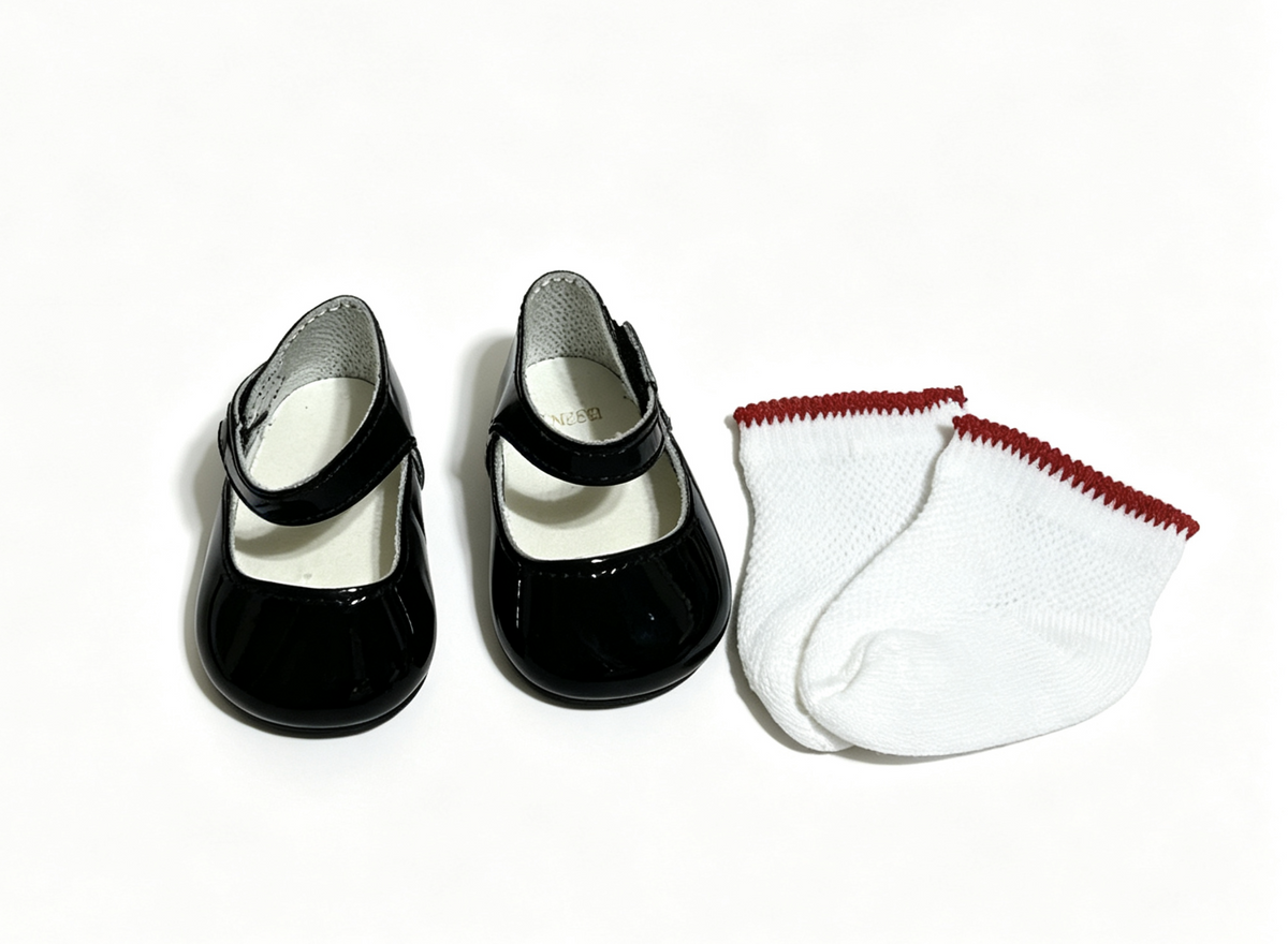 Shiny Black Mary Janes & Socks Set FOR 18'' DOLL Molly Birthday Outfit