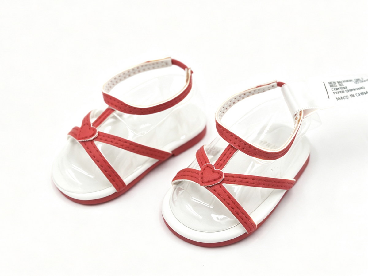 Red Heart Strappy Sandals FOR 18'' DOLL Ruffle Outfit Shoes