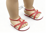 Red Heart Strappy Sandals FOR 18'' DOLL Ruffle Outfit Shoes
