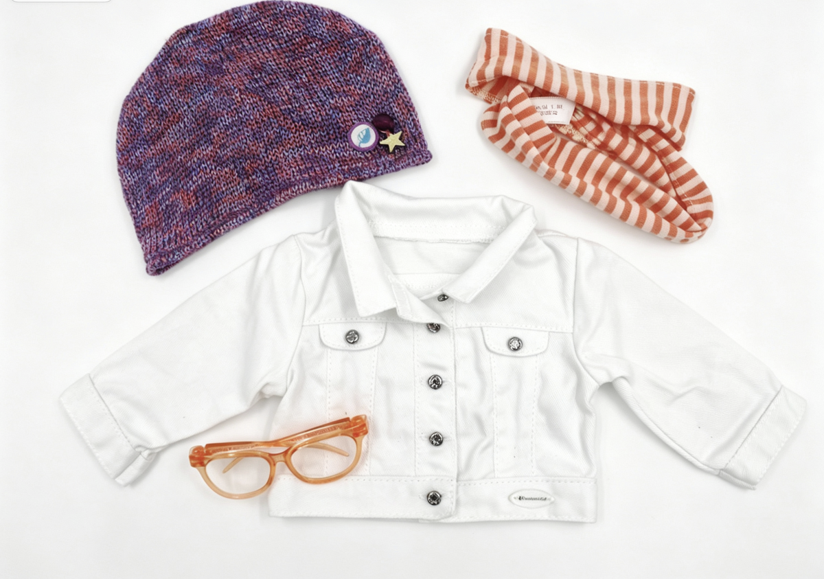 Jacket Hat Scarf Glasses for 18'' Doll Z Yang Meet Accessories