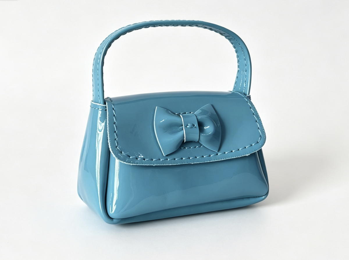 Blue Patent Leather Purse with Bow For 18'' Doll Melody Meet Outfit