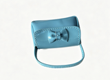 Blue Patent Leather Purse with Bow For 18'' Doll Melody Meet Outfit