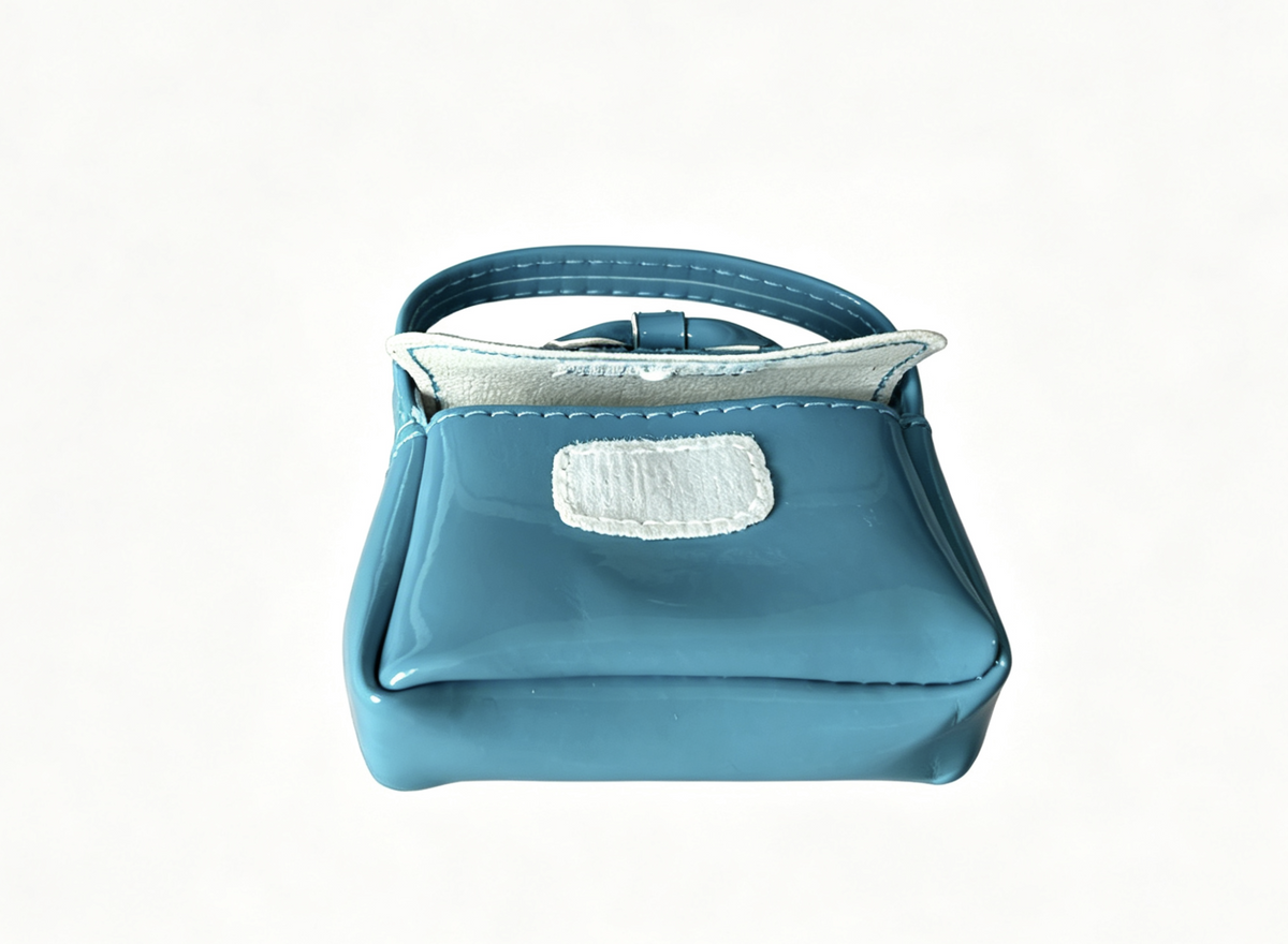 Blue Patent Leather Purse with Bow For 18'' Doll Melody Meet Outfit