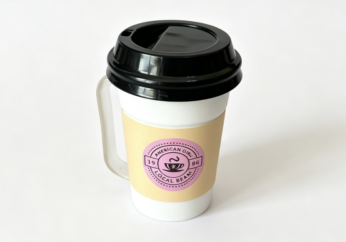 Local Bean Coffee Cup With Handle & Black Lid FOR 18'' DOLL