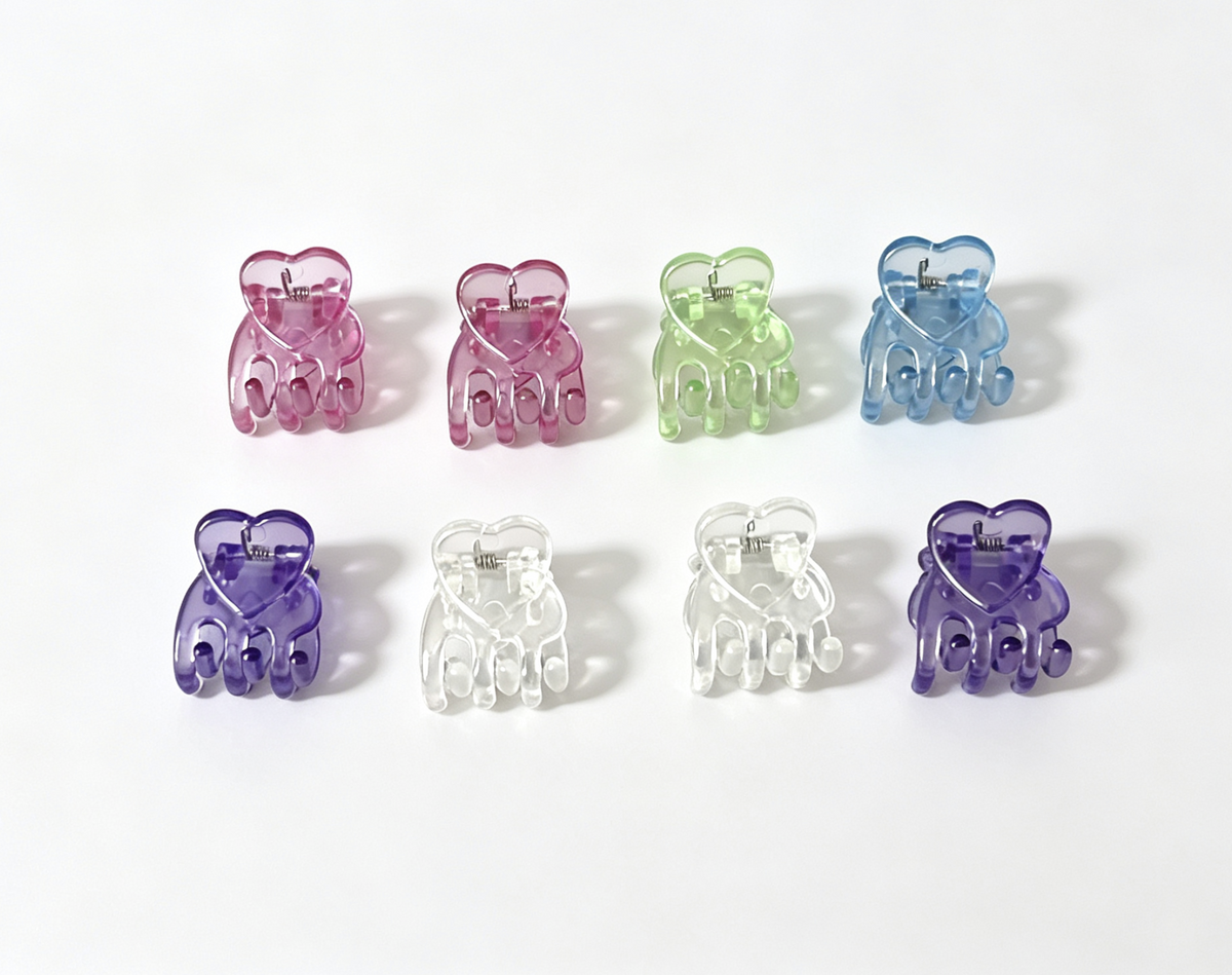 8pcs Multicolor Heart Mini Hair Claw Clips FOR 18'' DOLL