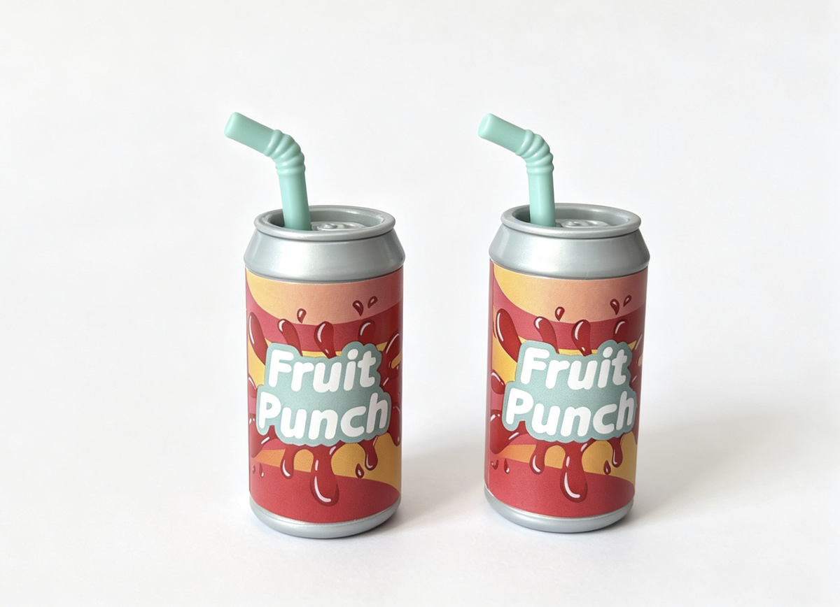 2Pcs Fruit Punch Drink Can With Straw FOR 18'' DOLL Soda