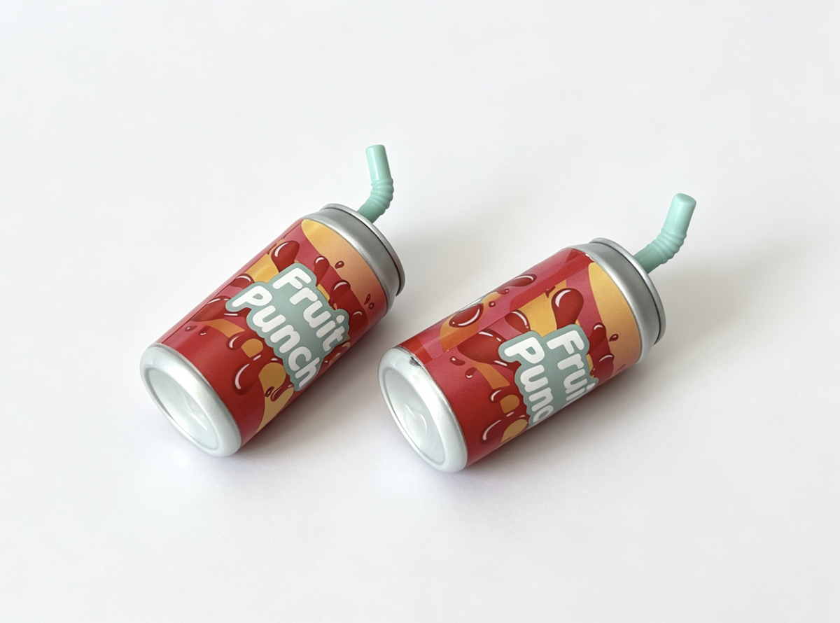 2Pcs Fruit Punch Drink Can With Straw FOR 18'' DOLL Soda
