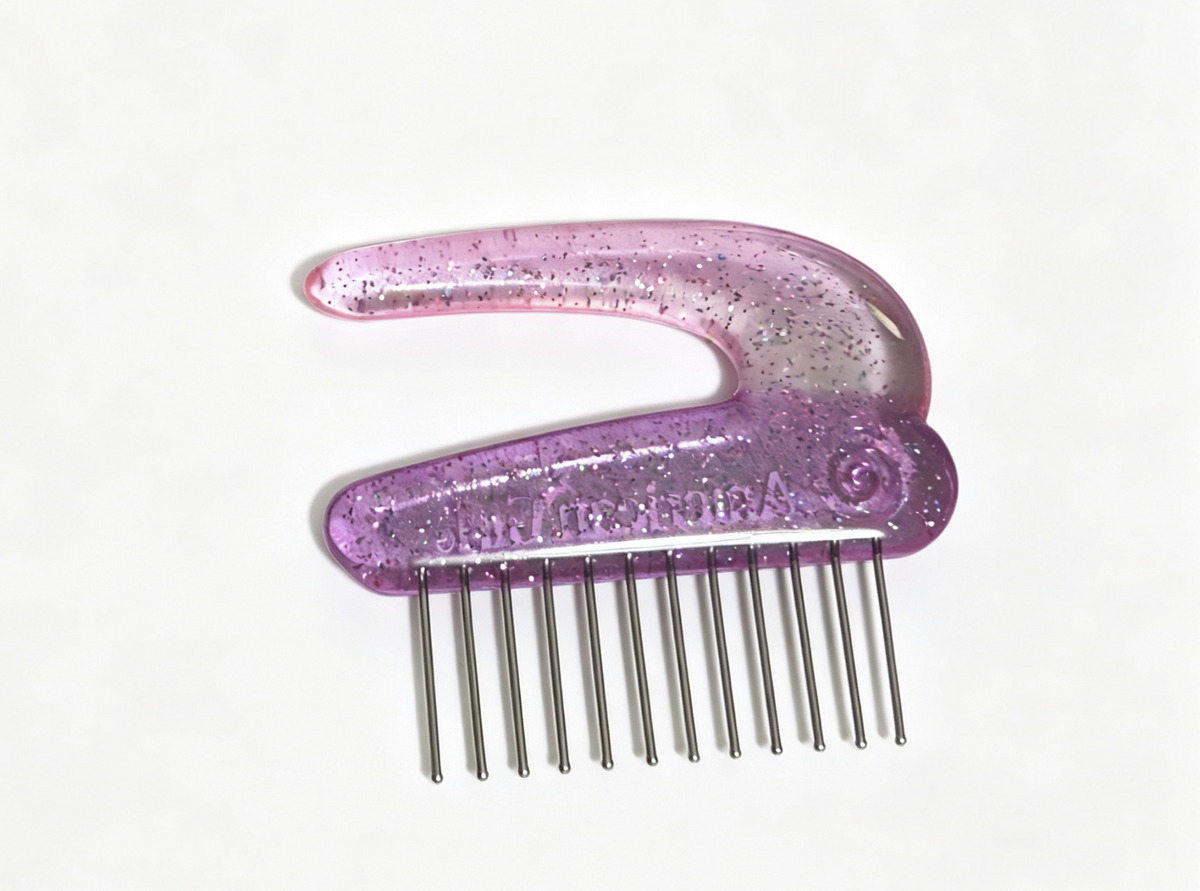 Glittery Pink Ombre Hair Pick With Metal Tines FOR 18'' DOLL Salon