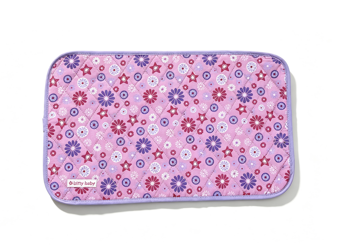 Pink Floral Quilted Changing Mat FOR 18'' DOLL Blanket