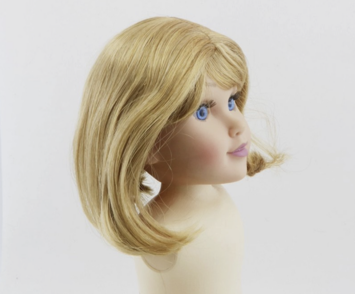 Light Blonde Bangs Shoulder Bob Wig For 18'' Fashion Girl Doll | Synthetic Doll Replacement Hair Accessory