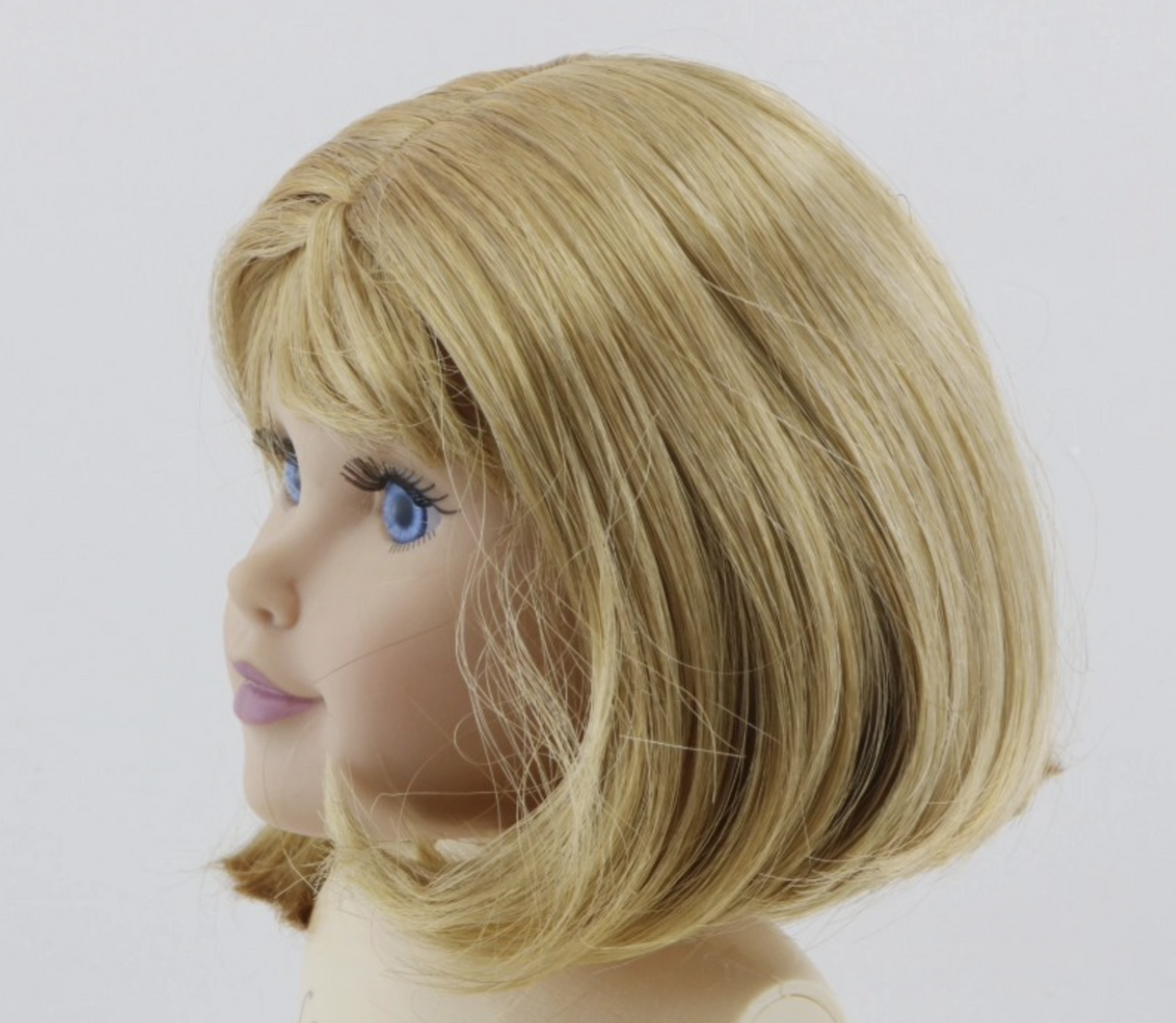 Light Blonde Bangs Shoulder Bob Wig For 18'' Fashion Girl Doll | Synthetic Doll Replacement Hair Accessory