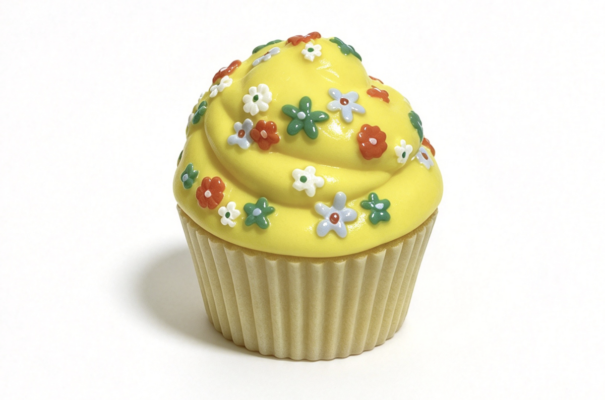 Yellow Floral Frosted Cupcake For 14.5'' Doll WWishers Berry Sweet Snack