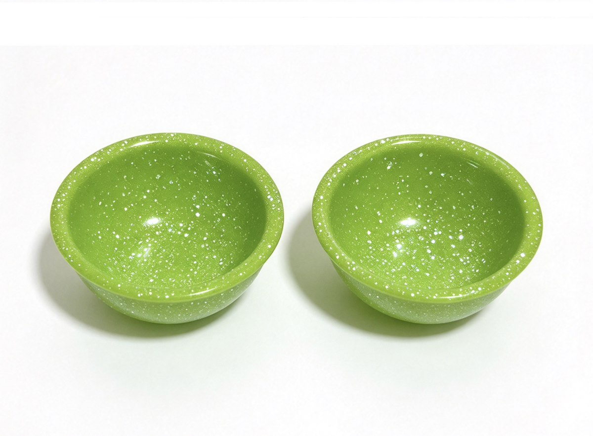 2Pcs Green Speckled Bowl Set For 18'' Doll Adventure Pop-Up Camper