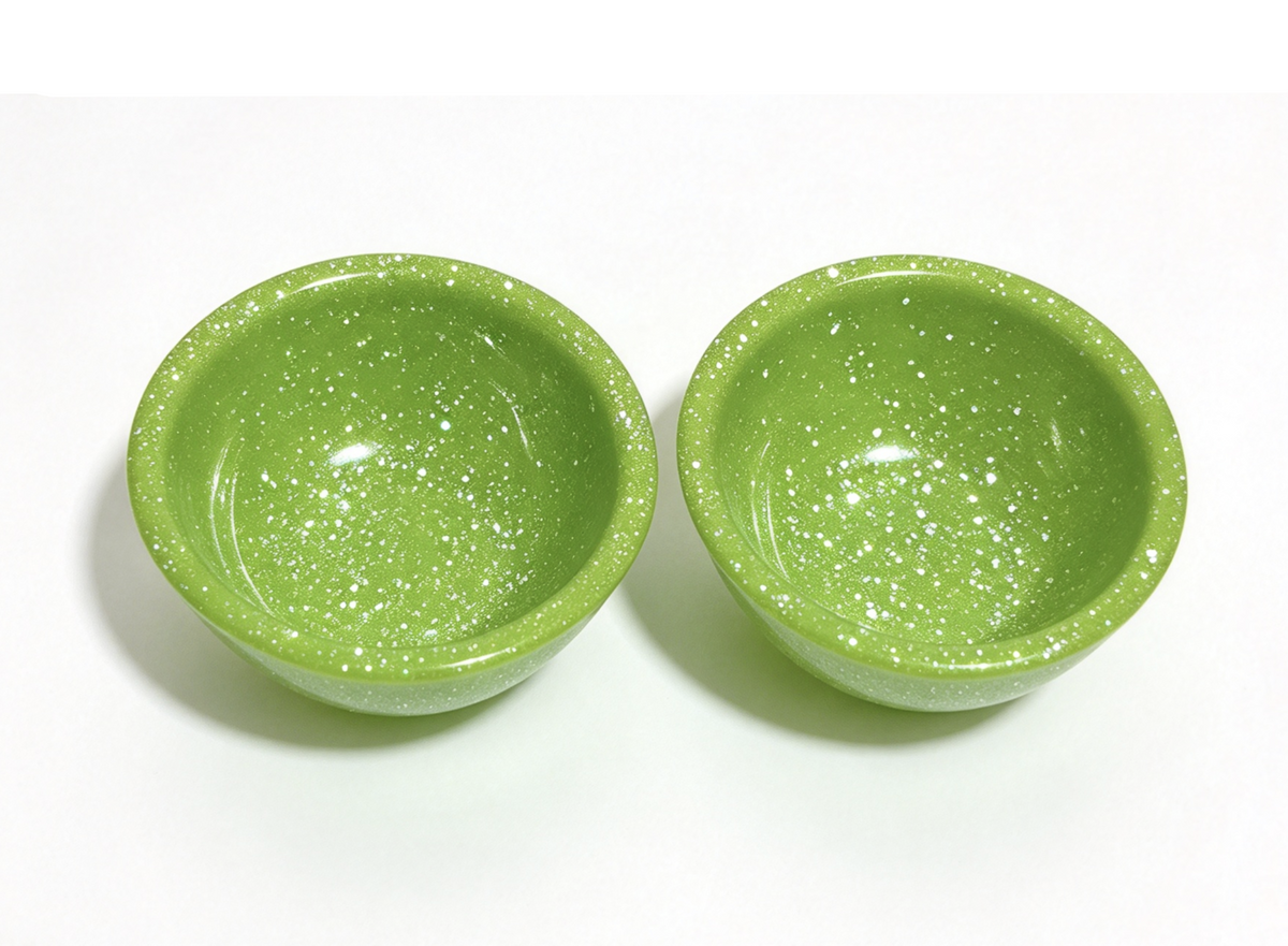 2Pcs Green Speckled Bowl Set For 18'' Doll Adventure Pop-Up Camper