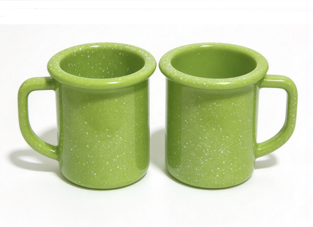 2Pcs Green Speckled Mug Set For 18'' Doll Camp Cups Adventure Pop-Up Camper