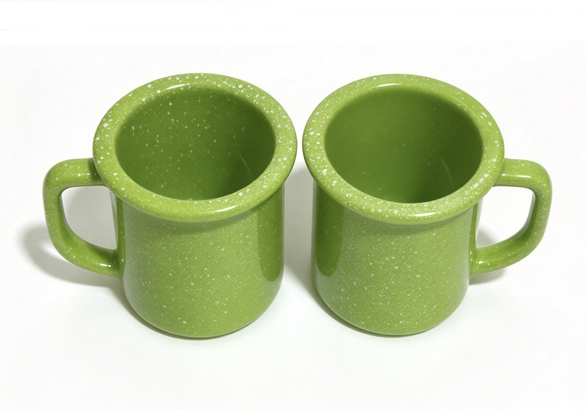 2Pcs Green Speckled Mug Set For 18'' Doll Camp Cups Adventure Pop-Up Camper