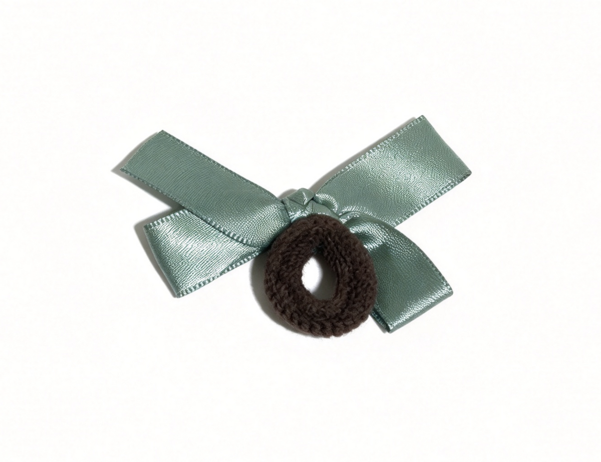 Sage Green Ribbon Bow Hair Tie For 18'' Doll