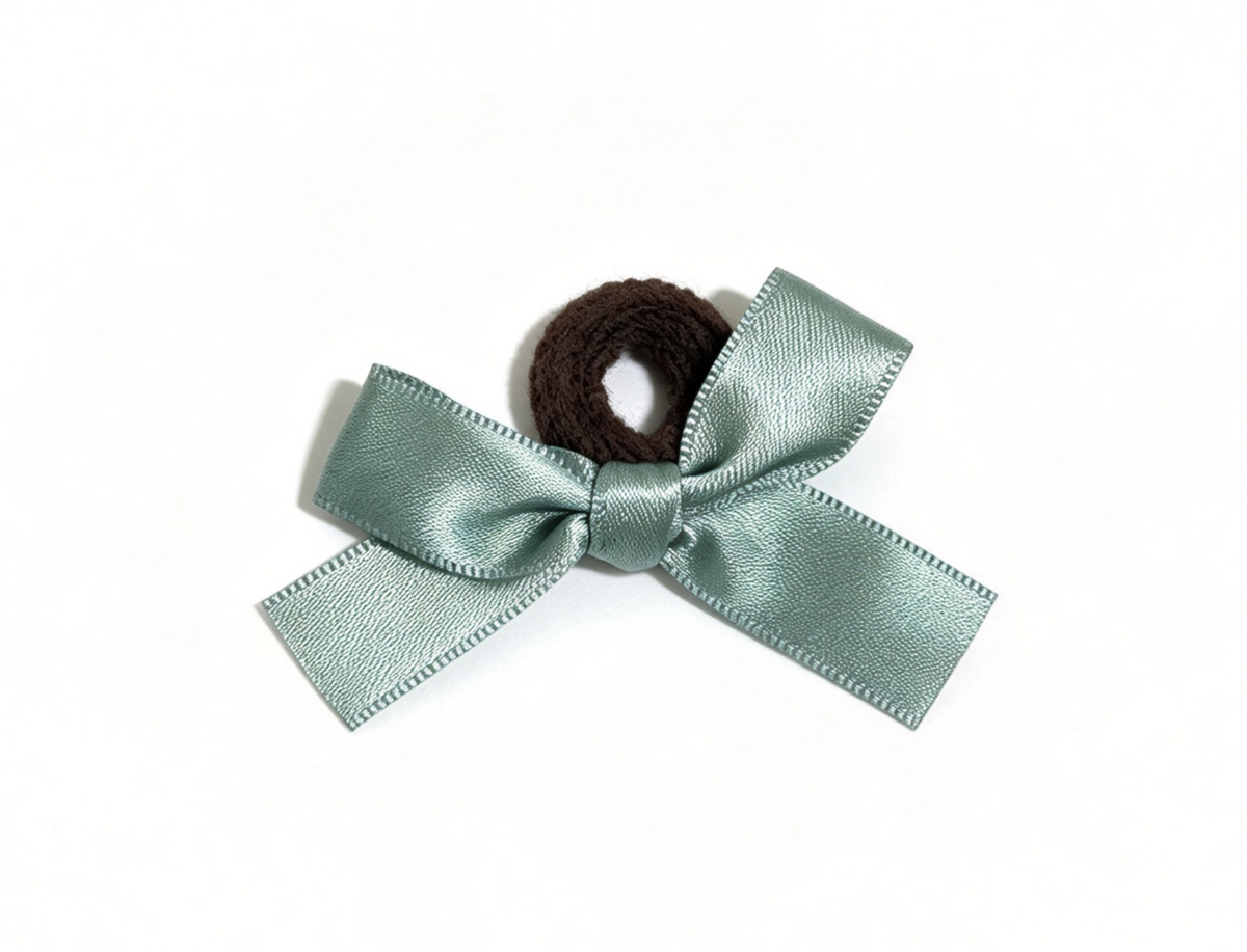 Sage Green Ribbon Bow Hair Tie For 18'' Doll