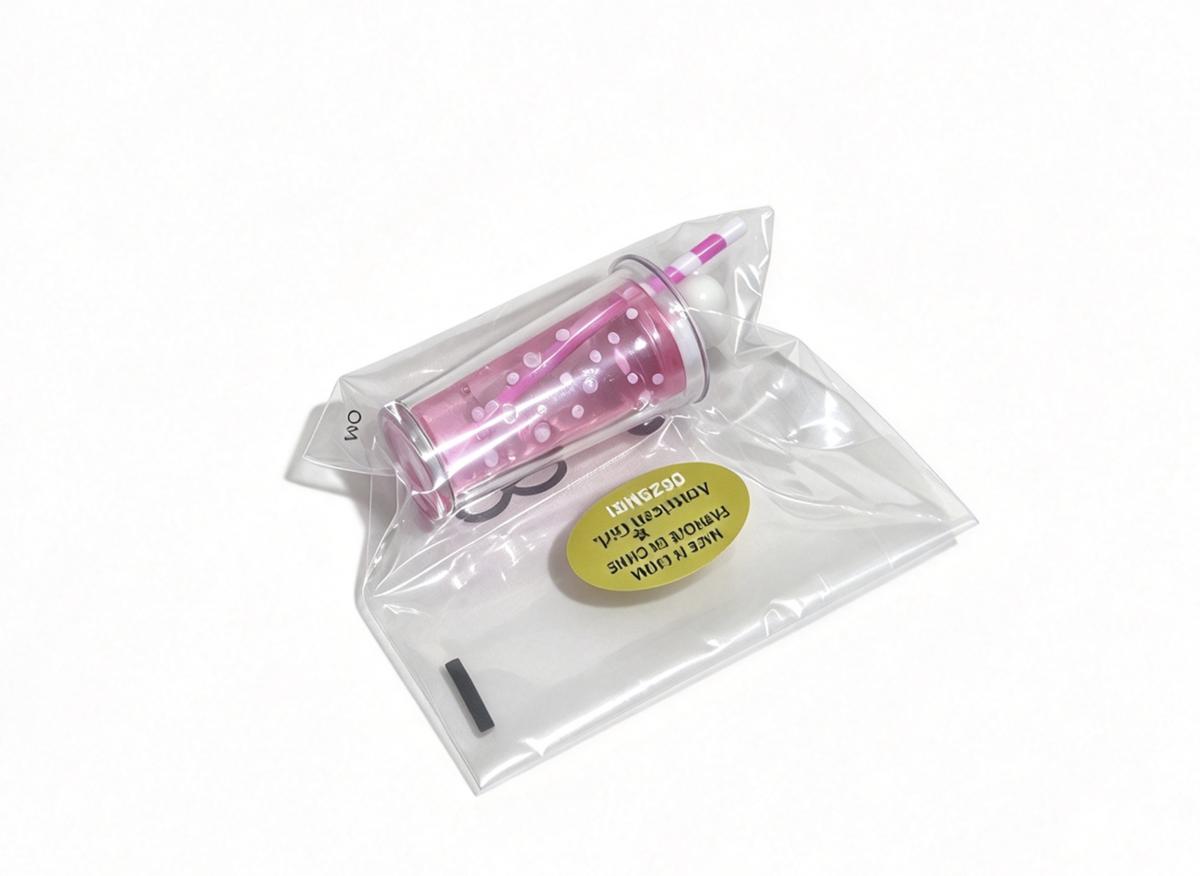 Pink Bubble Drink Cup With Striped Straw For 18'' Doll