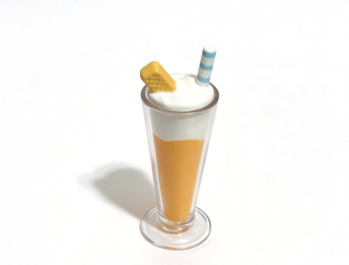 Orange Milkshake Cup With Waffle And Striped Straw For 18'' Doll
