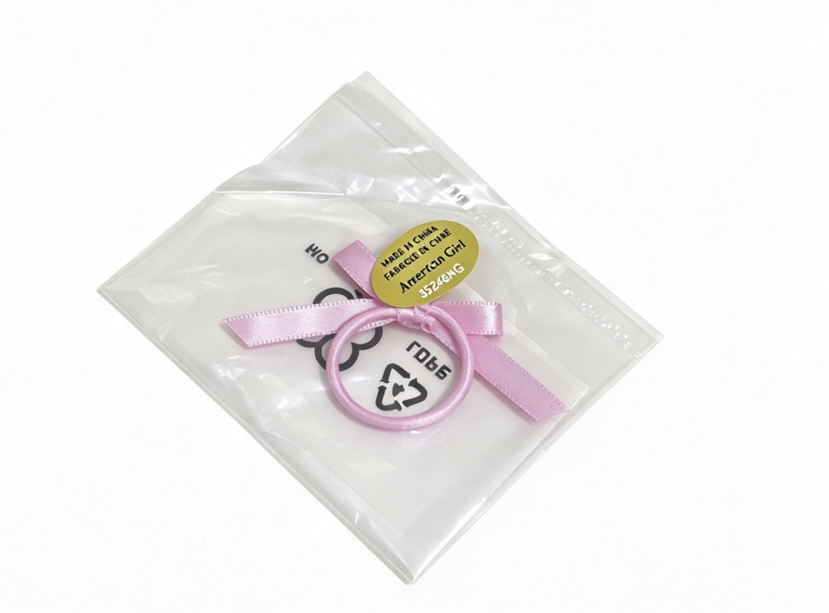 Pink Satin Bow Hair Elastic For 18'' Doll