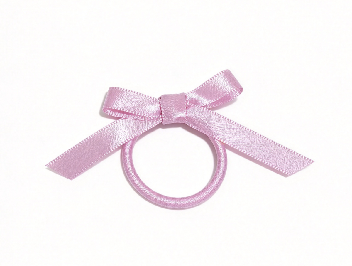 Pink Satin Bow Hair Elastic For 18'' Doll