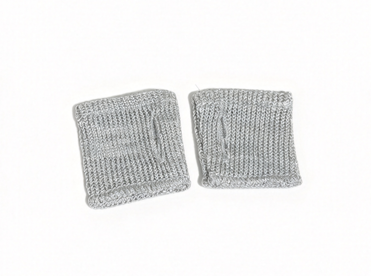 Silver Knit Wrist Cuffs For 18'' Doll