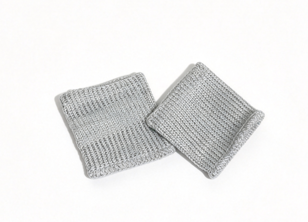 Silver Knit Wrist Cuffs For 18'' Doll
