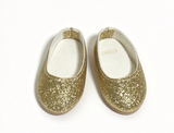 Gold Glitter Flat Shoes For 14.5'' Doll Bubble-Skirt Party Outfit
