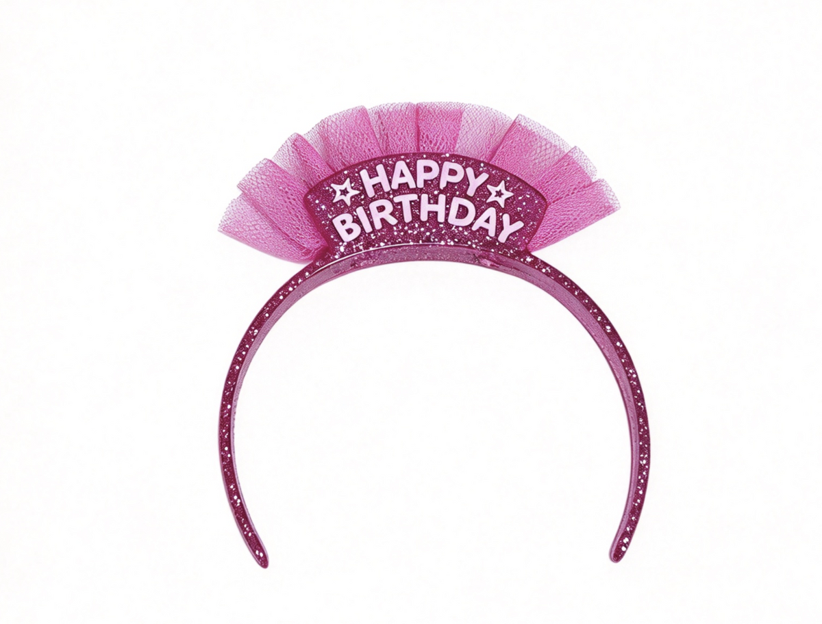 Pink Mesh Pouf Glittery Headband FOR 18'' DOLL Happy Birthday to You Outfit
