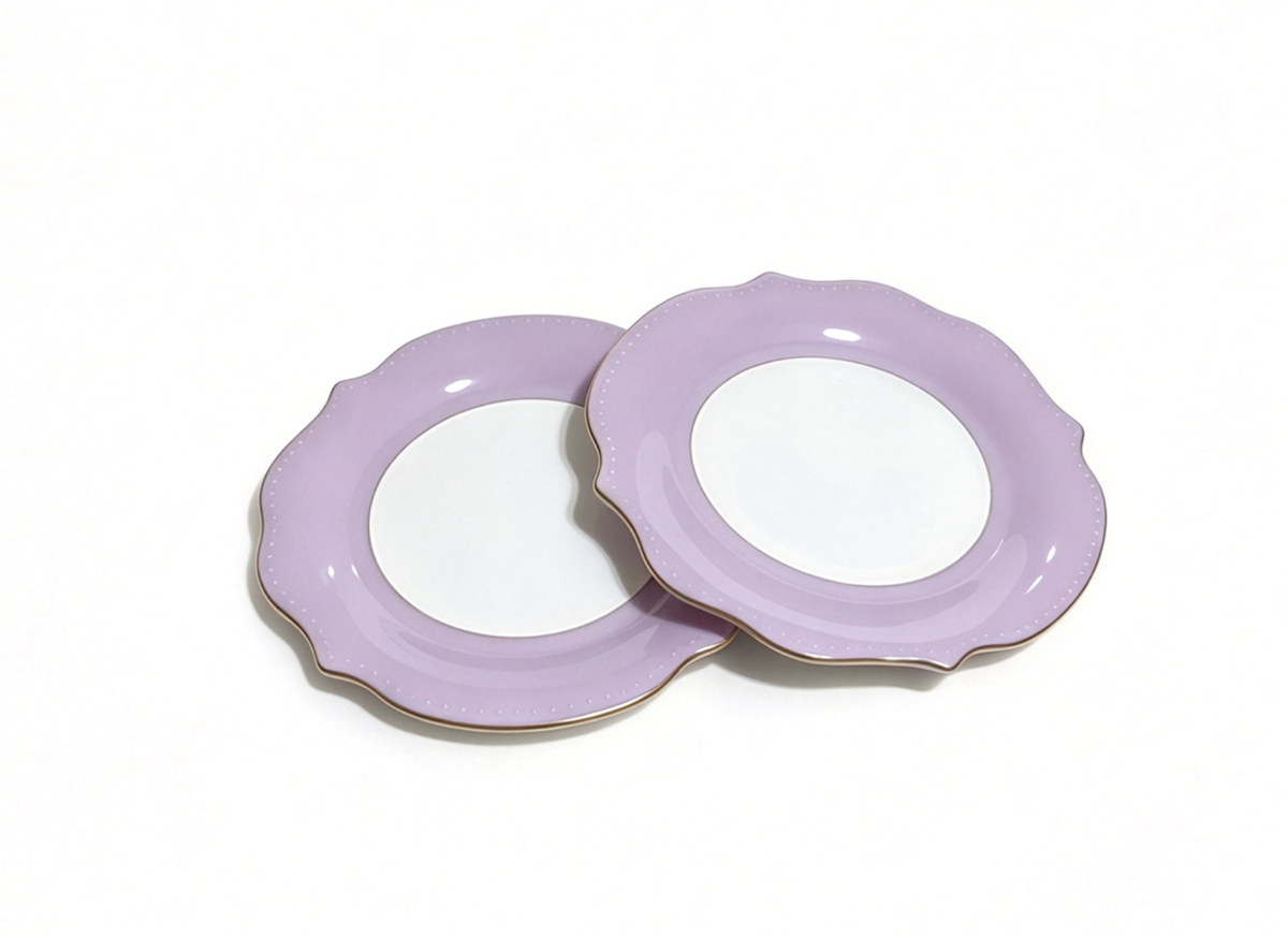 Pair Of Lavender Scalloped Plastic Plates FOR 18'' DOLL