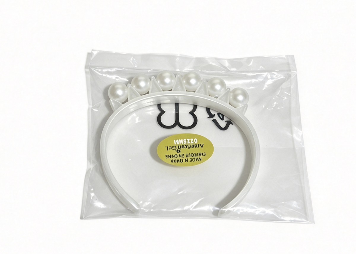 White Crown Headband With White Faux Pearls FOR 18'' DOLL