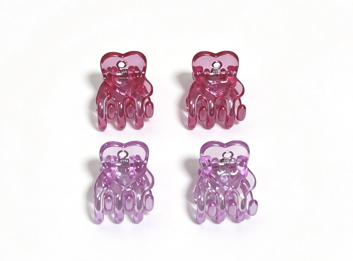 4Pcs Transparent Heart Hair Claws Set FOR 18'' DOLL