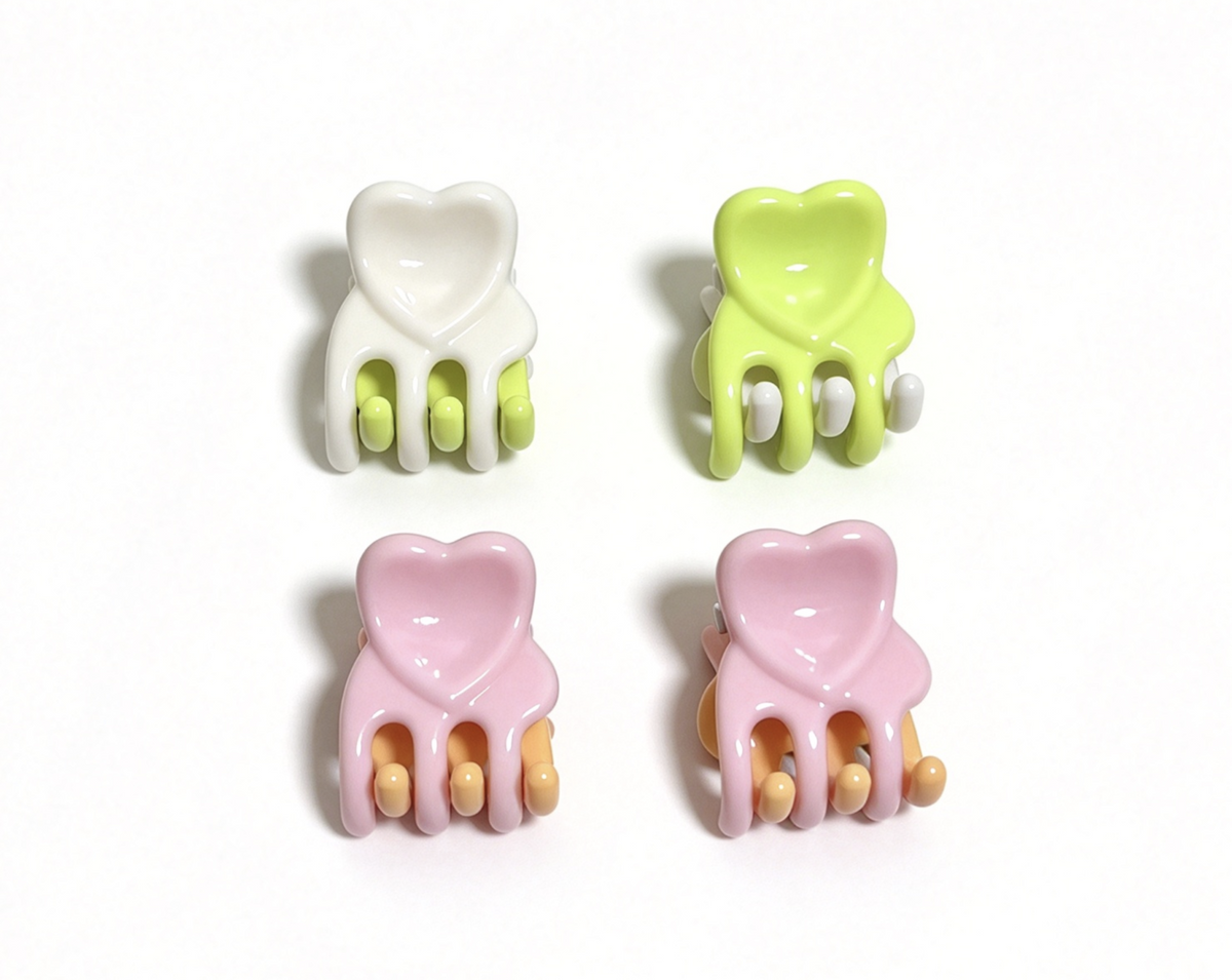 4Pcs Two-Tone Heart Hair Claws Set FOR 18'' DOLL