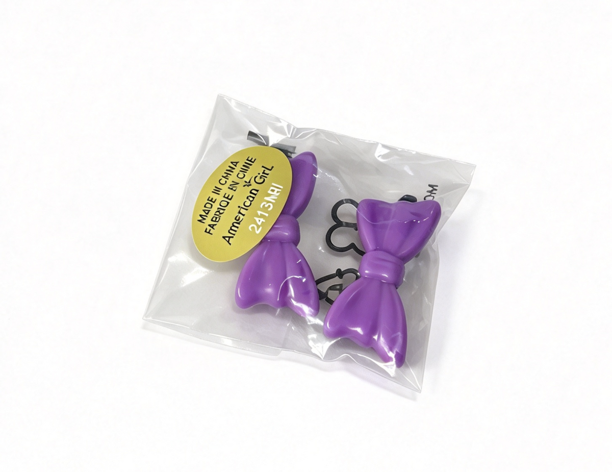 Set Of 2 Purple Bow Hair Clips For 18'' Doll