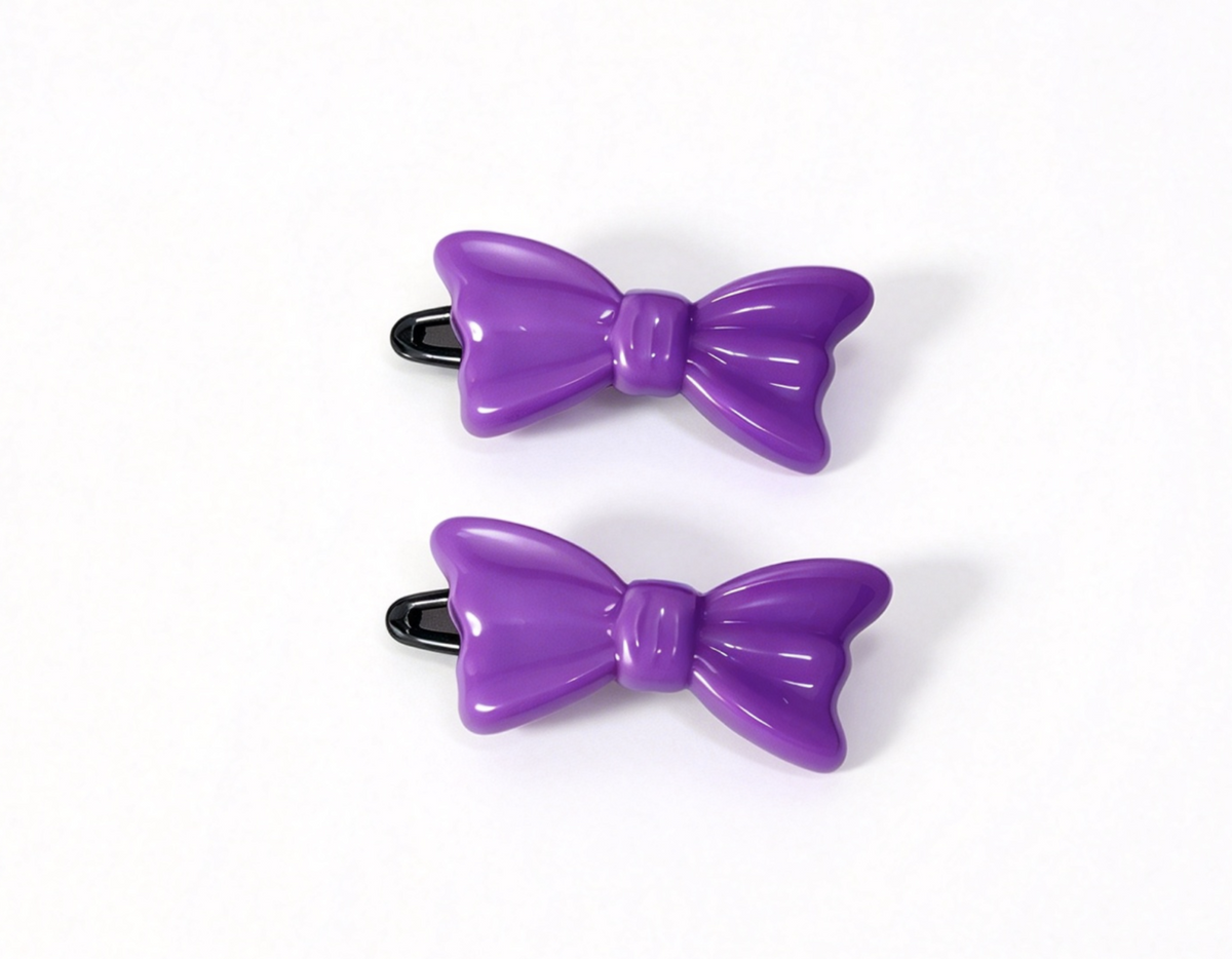 Set Of 2 Purple Bow Hair Clips For 18'' Doll