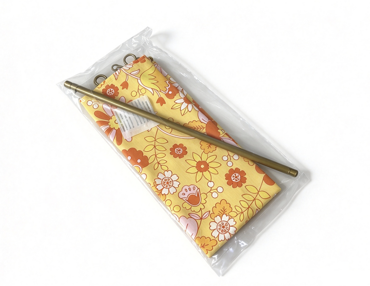 Yellow Floral Shower Curtain with Plastic Rod for 18'' Doll Julie Groovy Bathroom