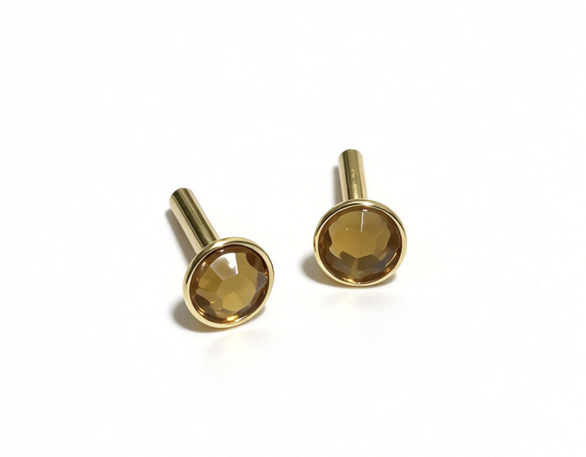 Set Of 2 Gold Rhinestone Stud Earrings For 18'' Doll